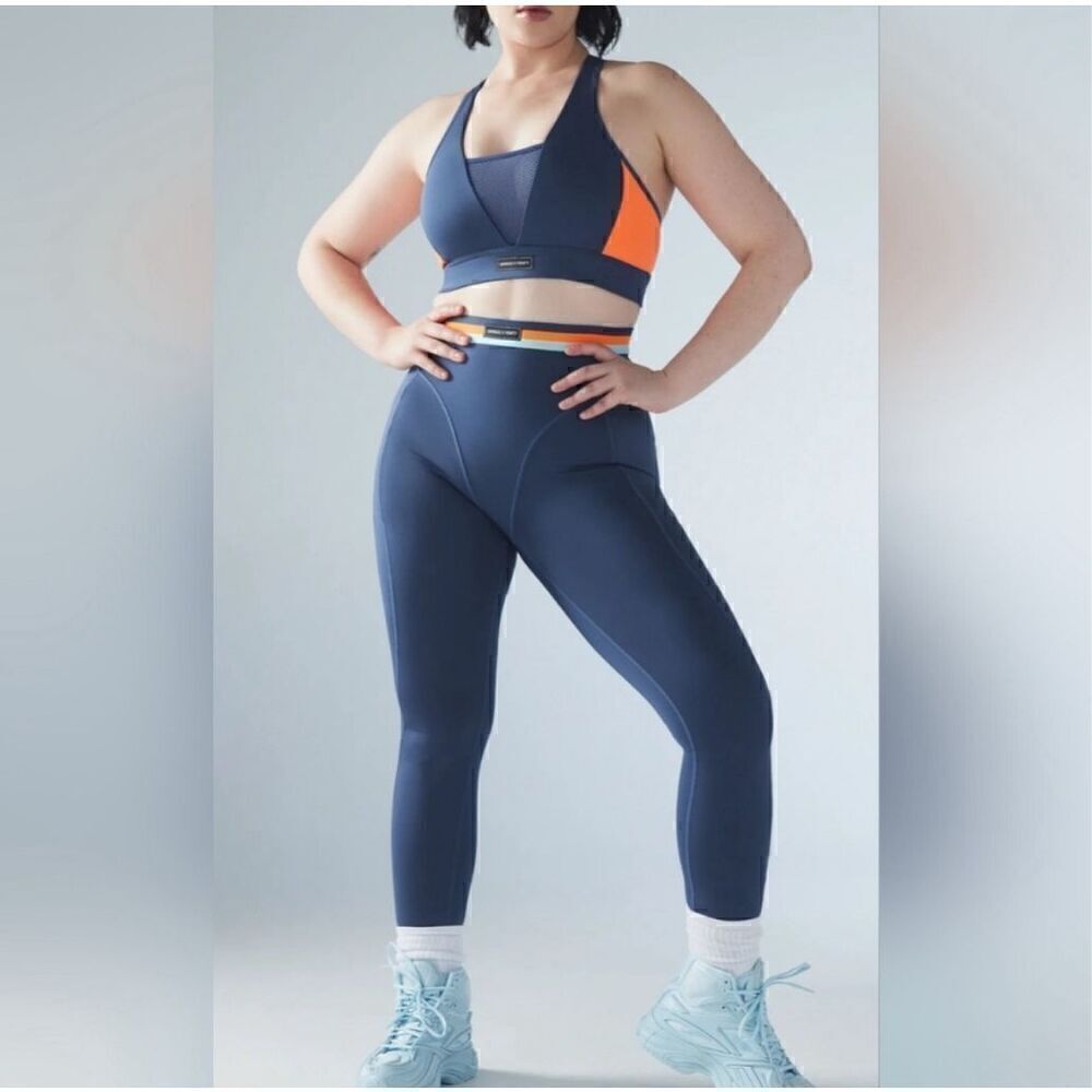 Savage X Fenty Lineup Leggings, Women’s M, High Wasited, Blue Berry / Orange
